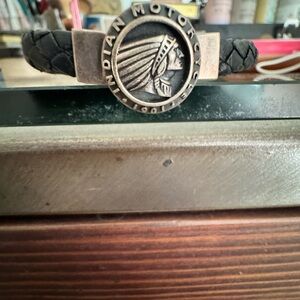 King Baby Studio Black Braided Bracelet with Silver Medallion